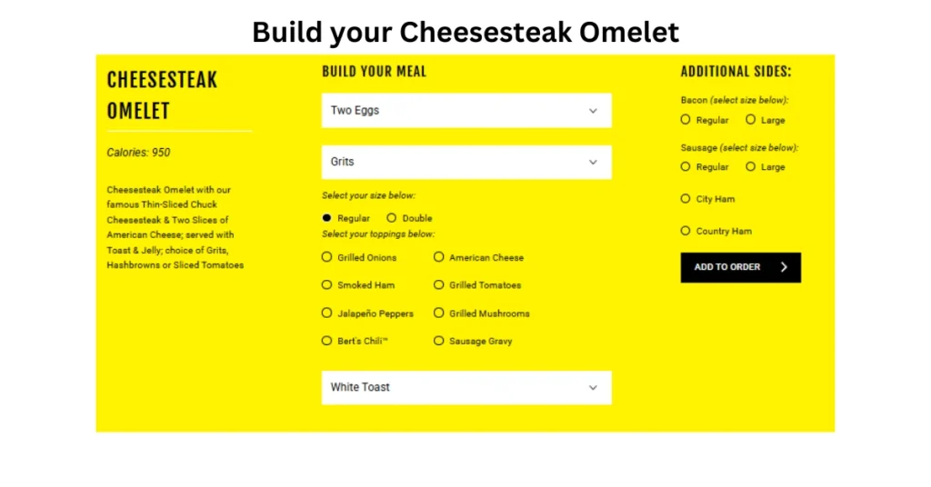 Waffle House Cheesesteak Omelet Chart