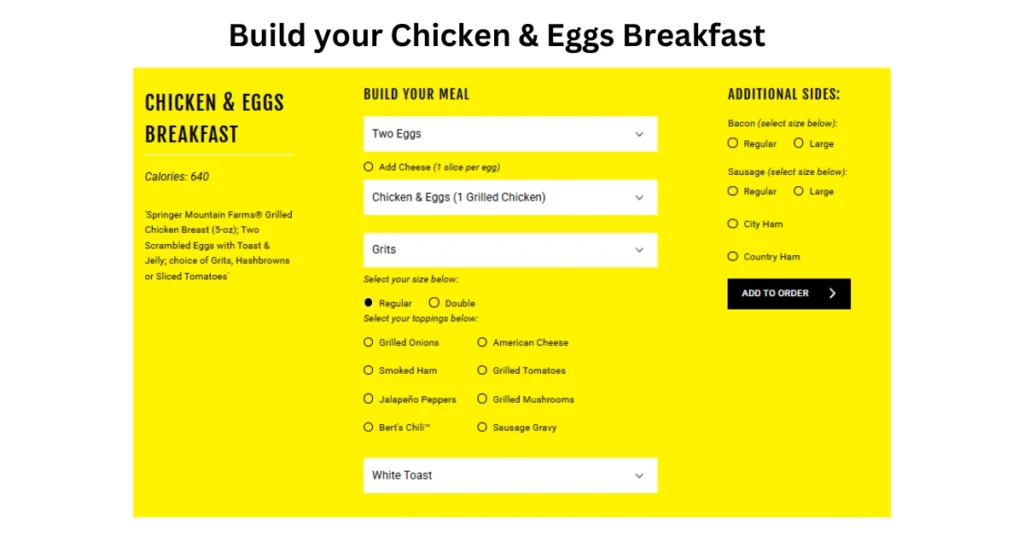 Waffle House Chicken & Eggs Breakfast Chart