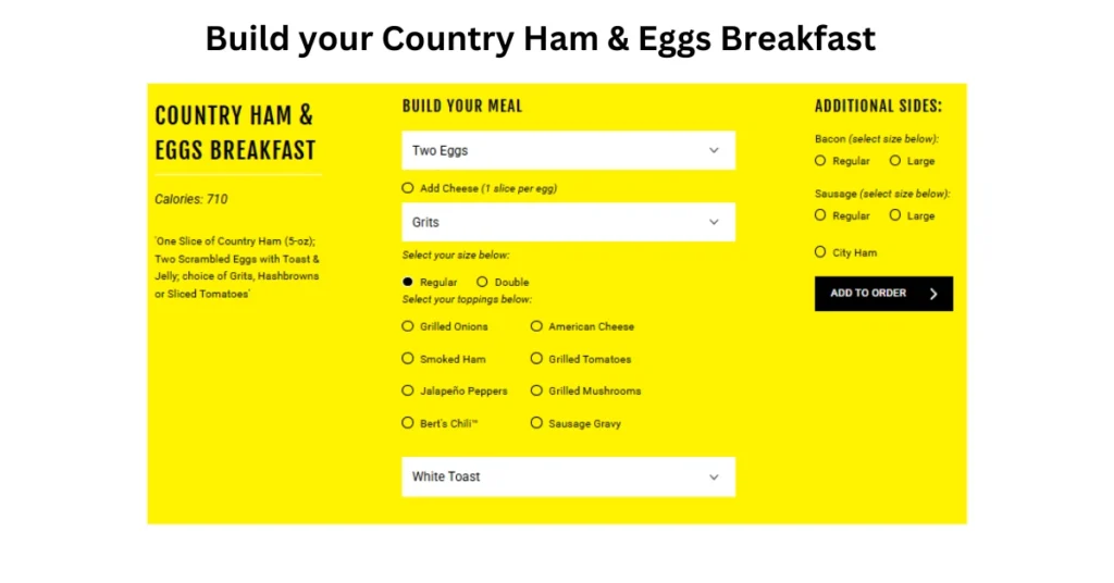 Waffle House Country Ham & Eggs Breakfast chart