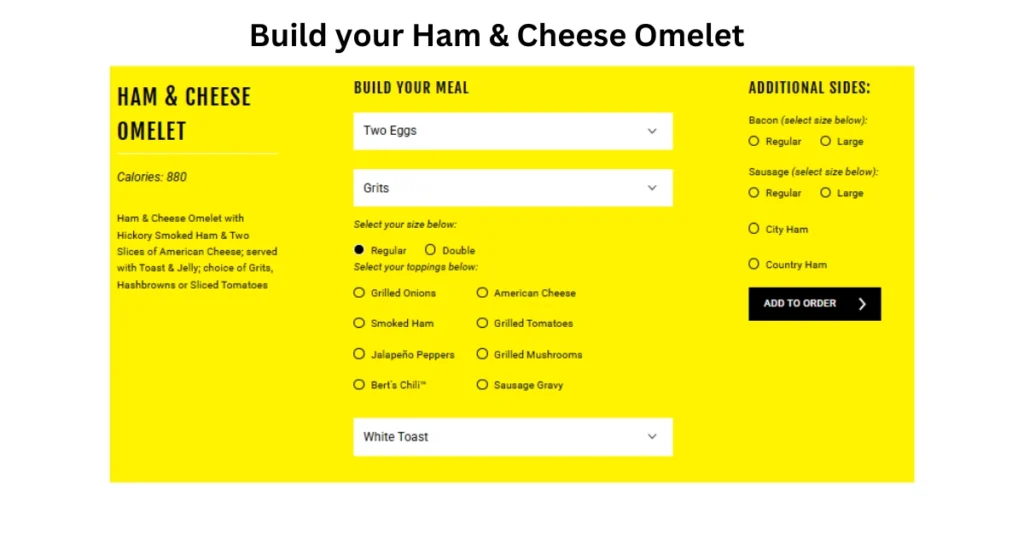 Waffle House Ham & Cheese Omelet chart