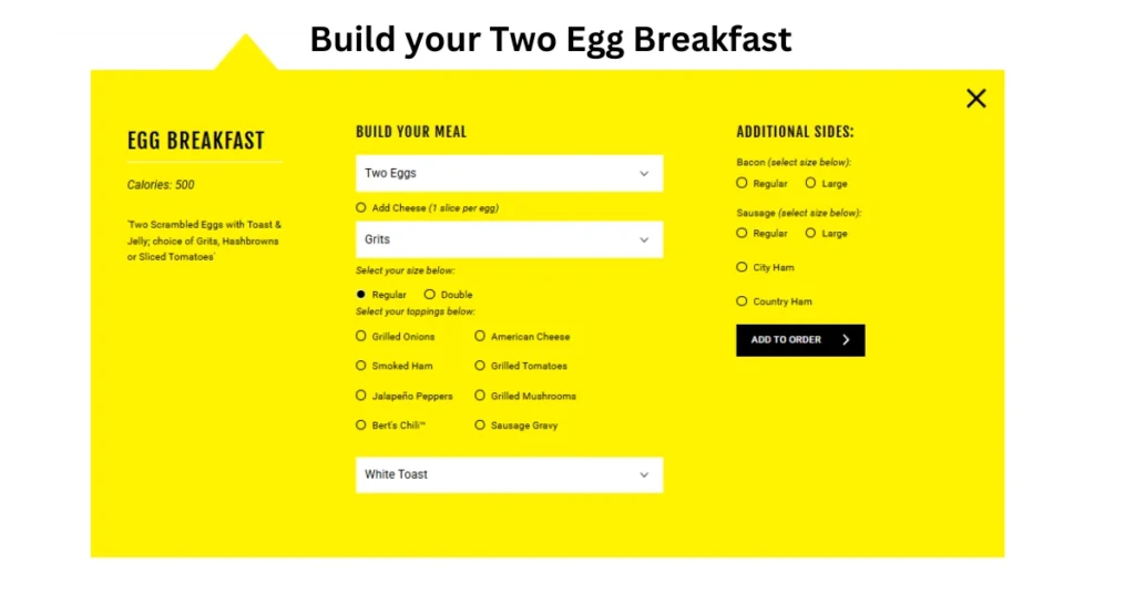 Waffle House Two Egg Breakfast Chart