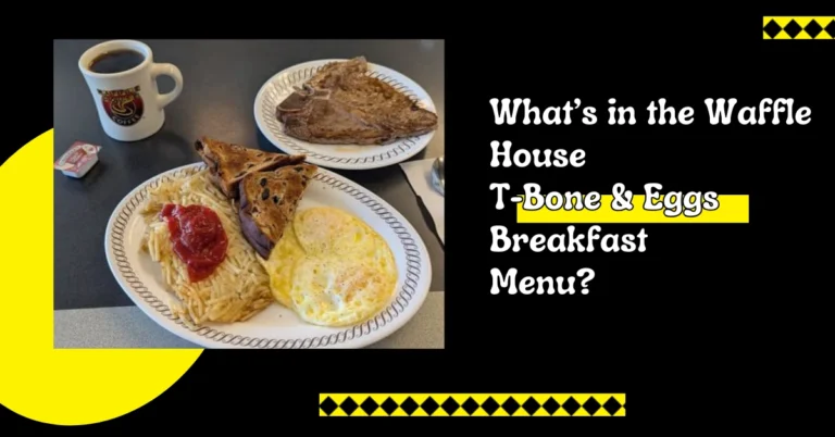 Waffle house T-Bone & Eggs Breakfast with coffee